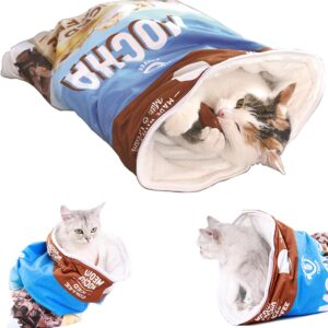 Cat Tunnel Bag, Lint Cat Crinkle Sack Toy, Portable Cat cave Sleeping Bags Indoor, Funny Interactive Cat Play Toy