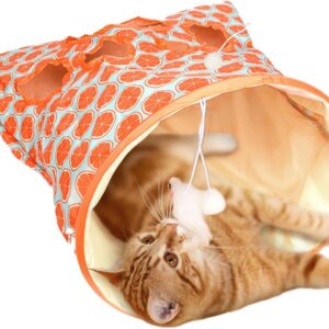 Cat Tunnel Bag Tunnel Bag for Cats Kitty Pet Collapsible Tunnel Crinkle Sack Bag Cat Tunnel Play Cat Drill Bag Self Hide and Seek Play for Indoor Cat Cave Toy (Color:Orange)