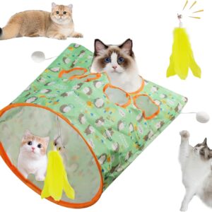 Cat Tunnel Bags for Indoor Cats,Cat Play Tunnel Toy, Collapsible Interactive Cat Drill Bag Pet Toy with Plush Ball Cat Self Interactive Toys