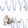 Cat Tunnel,Folded Cat Tunnels S-Shaped Cat Tunnel Toy with Feather Mouse Toys Kittens Cat Tunnel Collapsible Pet Cat Tunnel Pet Interactive Play Toy for Indoor Kittens Cats (Blue)