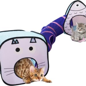 Cat Tunnels for Indoor cat, cat Play Tunnels and Hiding passages, Triangular and Square Shaped Hiding Place for Indoor and Outdoor, Suitable for Kittens, Puppies, Minks, Rabbits