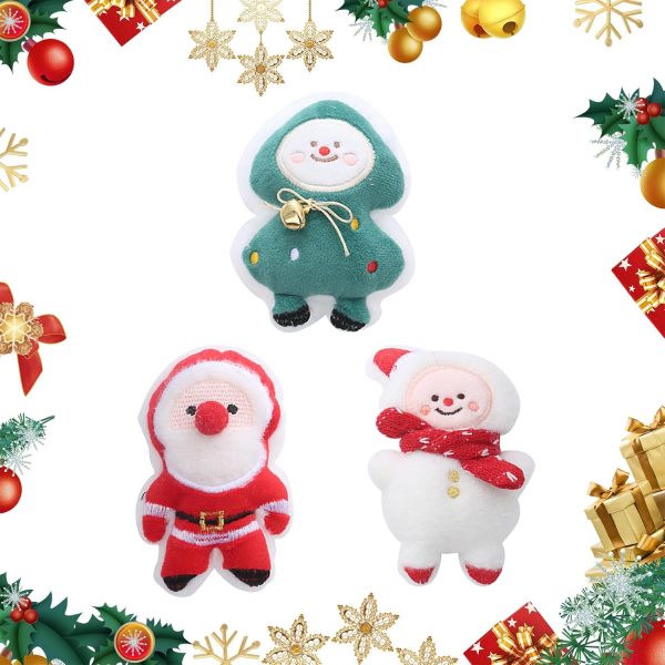 Catnip Toys for Cats 3 PCS Christmas Cat Chew Toys Santa Claus Kitten Nips Toys Xmas Tree Plush Interactive Cat Toys Snowman Shaped Kicker Scratching Toy for Cats Claw Playing Chewing Teeth Cleaning