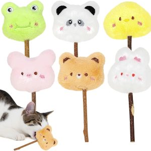 Colorich 6Pcs Catnip Toys for Cats, Cat Chew Toy Sticks, Kitten Teething Toys, Catnip Sticks, Cat Nips Toys, Cat Nip Toys, Cat Dental Sticks, Cat Toys for Indoor Plush Cartoon Kitten Interactive Toy