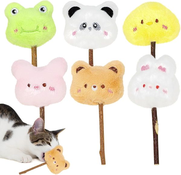 Colorich 6Pcs Catnip Toys for Cats, Cat Chew Toy Sticks, Kitten Teething Toys, Catnip Sticks, Cat Nips Toys, Cat Nip Toys, Cat Dental Sticks, Cat Toys for Indoor Plush Cartoon Kitten Interactive Toy