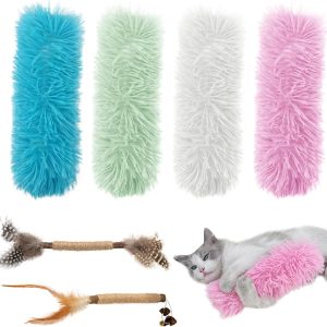 DKDDSSS 4PCS Catnip Toys for Cats, Cat Catnip Toys, Cat Chew Toys, Cat Toys for Indoor Cats Adult Kitten Cat Plush Chew Teeth Cleaning Toy Cat Interactive Toys Pillow