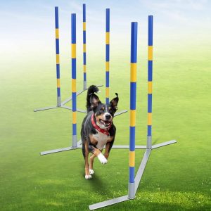 Dog Agility Training Set - Obstacle Course - Kit for Backyard Play - Perfect for Small, Medium, and Large Dogs - Outdoor Game - Pet Essentials for Fun and Exercise - Dog Toys (6 sets of poles)