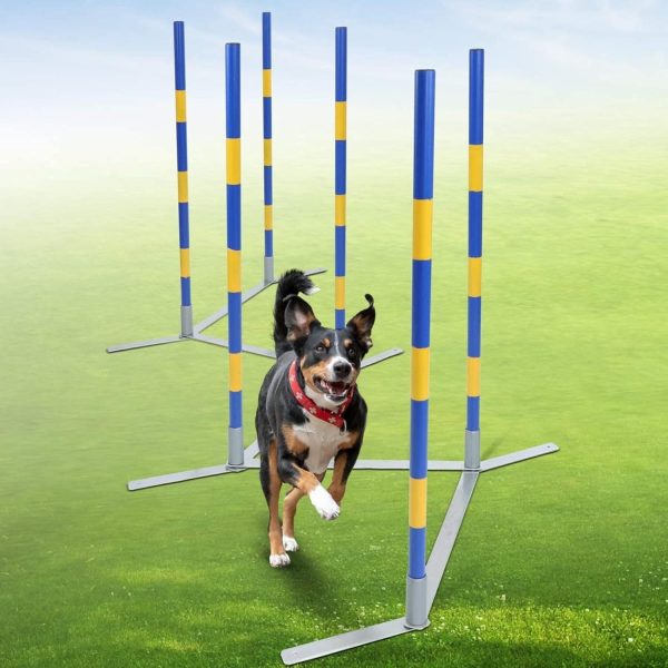 Dog Agility Training Set - Obstacle Course - Kit for Backyard Play - Perfect for Small, Medium, and Large Dogs - Outdoor Game - Pet Essentials for Fun and Exercise - Dog Toys (6 sets of poles)