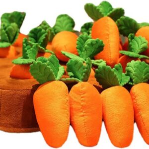 Dog Carrot Plush Toy, GODR7OY 12 Squeaky Carrots Enrichment Dog Puzzle Toys