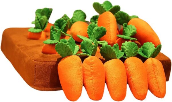 Dog Carrot Plush Toy, GODR7OY 12 Squeaky Carrots Enrichment Dog Puzzle Toys