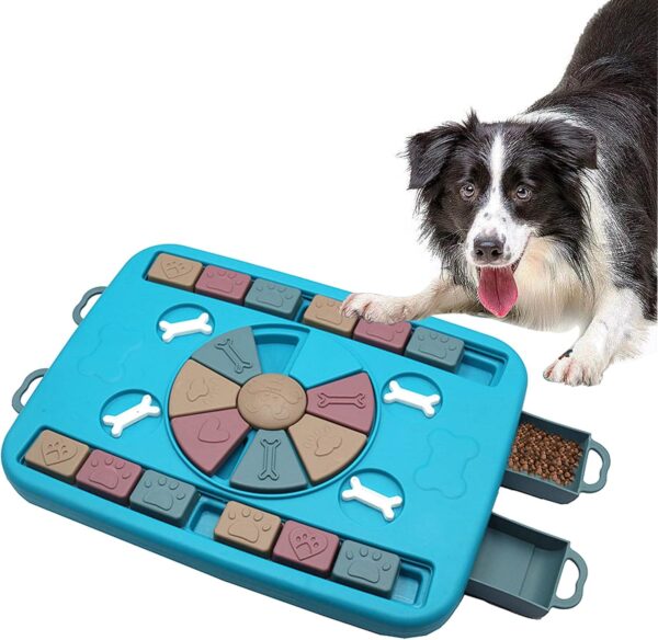 Dog Puzzle Feeder Treat Toys, Advanced&Interactive Stimulation Dog Toys, Brain Games IQ Training Bowl Funny Feeding, Dispenser Non-Slip Slow Feeder Plate Toy for Dog Pet Puppy