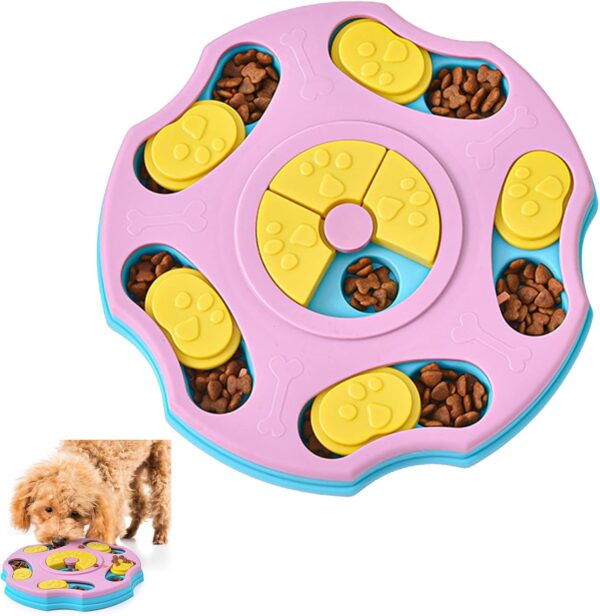 Dog Puzzle Slow Feeder Toy, Puppy Treat Feeder Toys, Dog Puzzle Toys Feeder Improve Dog's IQ Puzzle Feeder for Puppy (Pink)