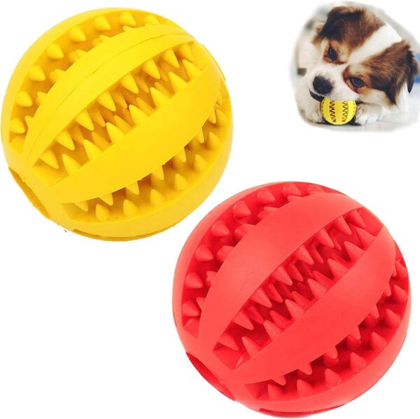 Dog Toy Balls, 2 PCS 7cm Indestructible Dog Interactive Toys Dog Enrichment Toy Treat Dispenser Ball Toy Interactive Enrichment Dog Toys for Boredom Small Dog Puzzle Toy Teeth Cleaning Chew Toy