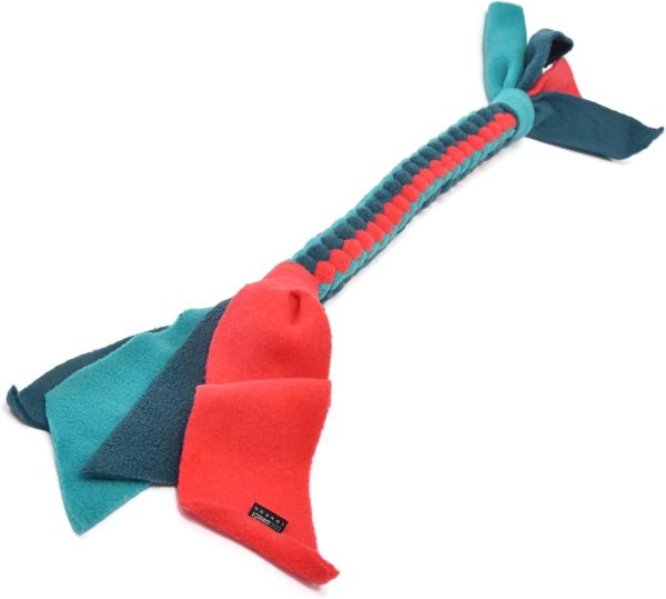 DogDirect London, DOG TUG TOY Tugger Tug Chase Rope SMALL: 45cm/17in, LARGE: 75cm/29in, Soft plaited Flexible FLEECE DOG TOYS Ideal FOR TRAINING, PUPPY PLAY, HAND MADE (Large, Ocean) KAL5