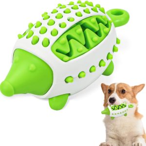 Durable Dog Chew Toys, Dog Squeaky Toys for Aggressive Chewers, Treat Dispensing Dog Toys, Natural Tough Rubber Chew Toys, Dog Chew Toys Food, Puzzle Toy for Large Dogs Pet Food Leakage Toy (Green)