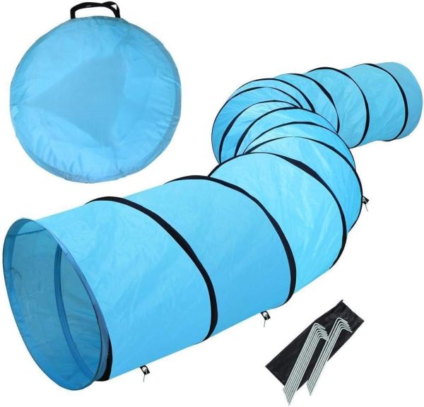 Extra Large Dog Training Agility Long Pet Tunnel Obedience Exercise Runway Outdoor Portable Dog Run Playing Tunnel with Pegs Carry Bag