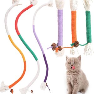 FDRJKN 6PCS Cat Teething Toy,Cat Toy Chew Rope,Kitten Teething Toys, Interactive Catnip Toy for Indoor Cats,Filled Natural Catnip Stress Release Cotton Rope Toy as Good as it Looks