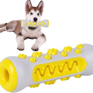 Fadcaer Dog Chew Toys,Rubber Pet Dog Toothbrush Teething Toys for puppy,Pets Chew Interactive Toy Indestructible Dog plaything,Care Teeth Cleaning Pooch Dental Toy for Small or Medium Dogs. (yellow)