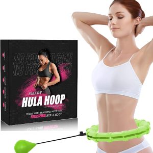 Fitness Hula Hoops, Weighted Hula Hoop For Adults 360 Degree Auto-Spinning Ball Massage, Infinity Hoop, Weight Loss Exercise Equipment for Home Use - 24 Detachable Knots/Link