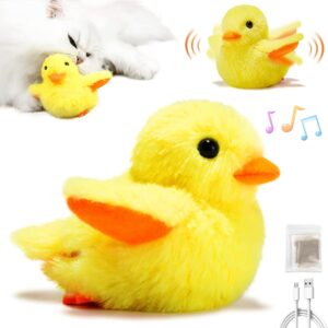 Flap Friend Interactive Cat Toy, Cat Toys Rechargeable Flapping Duck, Flapping Duck Cat Toy, Squeaky Toy Kicker Duck Toy Realistic Plush Duck for Indoor Outdoor Entertaining.