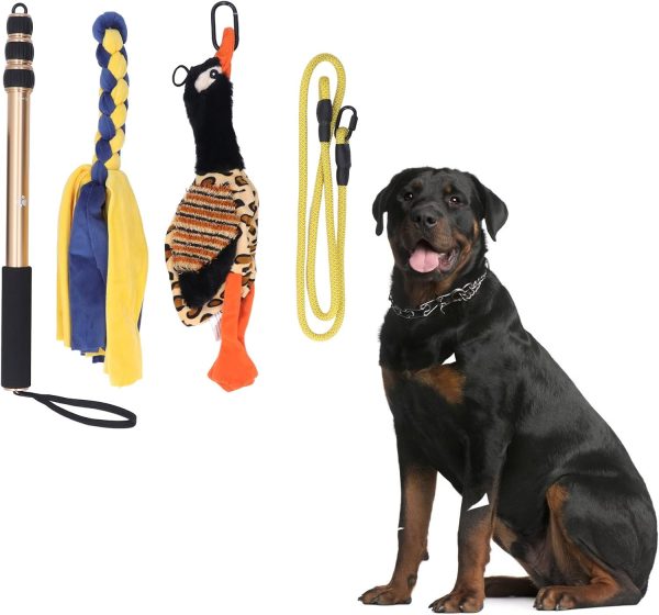 Flirt Pole for Dogs Chase and Tug of War, Interactive Toys with Rope Lure Teaser Wand for Outdoor Training and Exercise, Teaser Stick for Small Medium Large Pets, 52 Inch