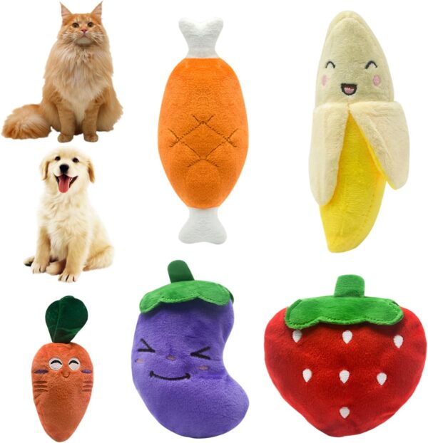 GWAWG 5 Piece Plush Puppy Toys, Soft Fabric Dog Squeak Toys Pet Puppy Chew Toys, Interactive Toys for Dogs When Bored