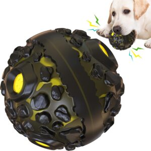 HNNOAIDA Chewable Interactive Squeak Ball Toy - Durable Chew Toys, Squeaky Toy with Rolling, Ball Toy Dog Enrichment Toy That Occupy Their Time (Yellow)