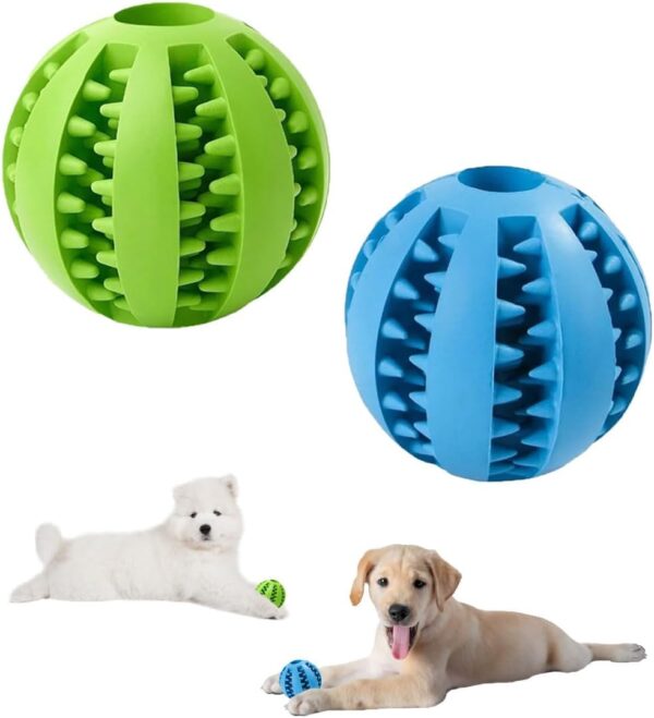 HZYUEKUN 2 Pcs Dogs Toy Ball Chew 7cm Food Ball Grinding Tooth Ball Rubber Ball Toy Interactive Enrichment and Bite Resistant Spiky Leaky Pet Toy Clean Teeth and Training Indoor and Outdoor for Dogs