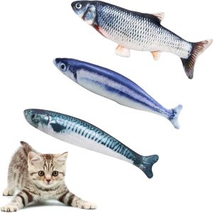 HarmonyCrafts 3Pcs Cute Bite Resistant Catnip Toys Lightweight Comfortable Small Cat Fish Pillow Exquisite Fine workship Cat Chewing Teeth Fish Toy for Kitten Toy