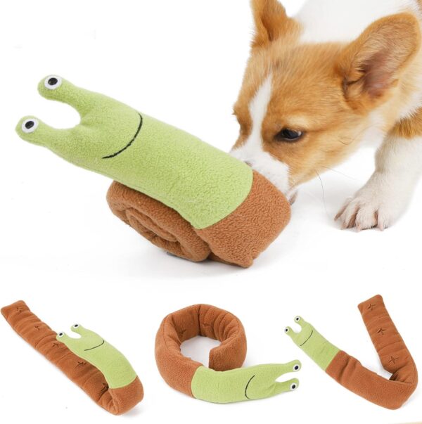 Injoya Snail Rollup Snuffle Toy, Puzzle Dog Toys, Enrichment Tool, Durable and Machine Washable,Interactive Fun