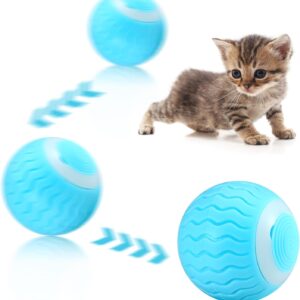 Interactive Cat Ball, Self Moving Cat Ball Toy, Cat Rolling Ball with LED Flash Light, 2 Modes Bouncy Rubber Rolling Ball Toys, Funny Interactive Pet Toys for Kitty Kitten to Excercise Chase