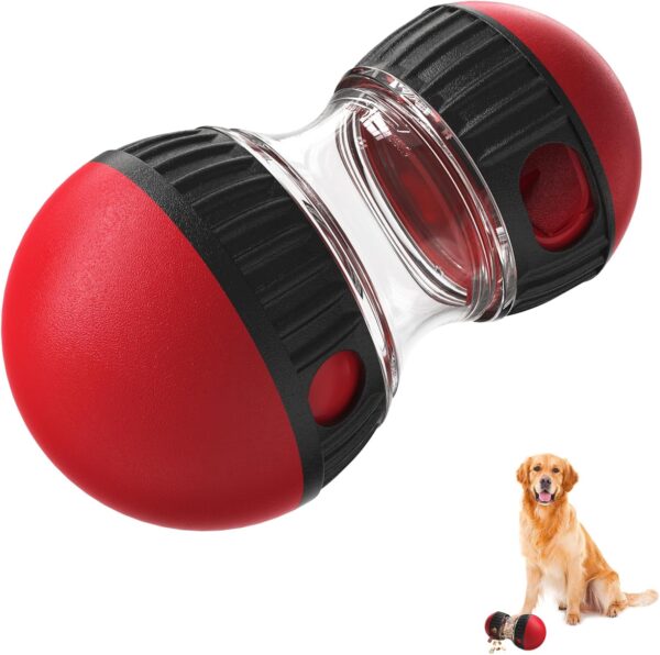 Interactive Dog Treat Dispenser Toys - Slow Feeder Puzzle, Treat Ball, Dog Brain Stimulation Toys, Dog Christmas Enrichment Boredom Toys For Puppy Small Medium Large Dogs Food-Grade ABS Material, Red