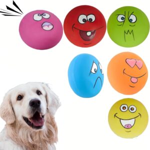 JEHANOIRY 3PCS Squeaky Dog Ball Toys, Interactive Latex Rubber Dog Squeaky Toy, Fetch Play Balls Pet Training Ball Dog High Bounce Ball (6PCS)