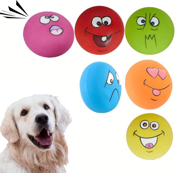 JEHANOIRY 3PCS Squeaky Dog Ball Toys, Interactive Latex Rubber Dog Squeaky Toy, Fetch Play Balls Pet Training Ball Dog High Bounce Ball (6PCS)