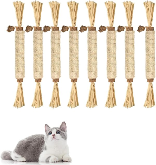 JNOUCS Cat Chew Sticks, 8 Pcs Cat Nips Toys, Cat Toys For Indoor, Catnip Sticks, Suitable For Cats To Chew And Play, Cat Teeth Cleaning, Kitten Teething And Stress Release