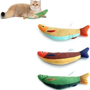 JOJIU Catnip Toy,3 Pack Catnip Toy Interactive Plush for Indoor,Plush Cartoon Kitten Teething Interactive Toy with Bell Inside,Catnip Fish Toys for Chewing Teeth Grinding