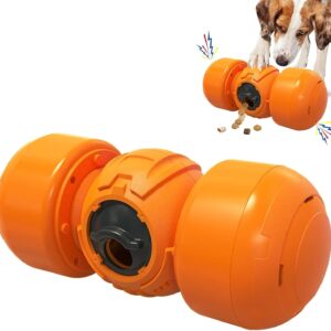 Jaesply Interactive Dog Toy, Treat Dispenser Dog Toy, Rolling Dog Treat Dispenser Slow Feeder, Funny Giggle Dog Puzzle Toy, IQ Training for Medium Large,Lobby Dogs(Orange)