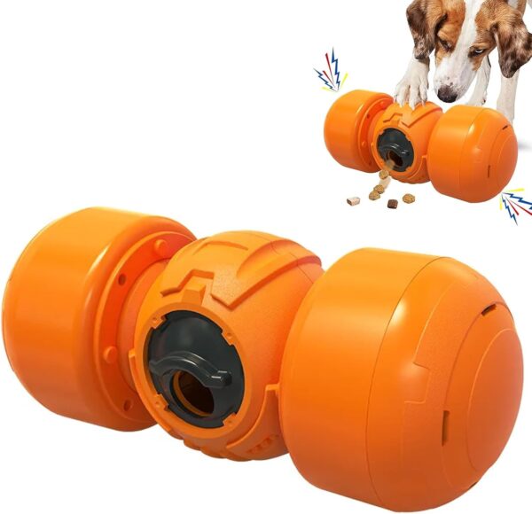 Jaesply Interactive Dog Toy, Treat Dispenser Dog Toy, Rolling Dog Treat Dispenser Slow Feeder, Funny Giggle Dog Puzzle Toy, IQ Training for Medium Large,Lobby Dogs(Orange)