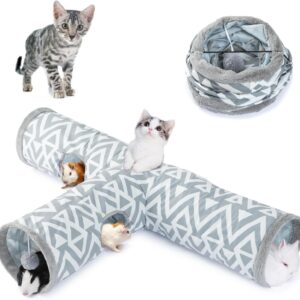 JanYoo Cat Tunnel Bunny Tunnel 3 Way Collapsible Cat Tunnels for Indoor Cats Pet Toy Cat Tube Rabbit Hideout Guinea Pig Ferret Kitty Tunnels