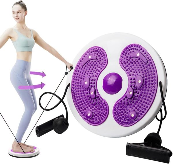 KUWUNG Waist Twisting Disc,Twister Exercise for Waist,Exercise Twist Boards with Resistance Bands,Waist Whisper Body Shaping Disc,Fitness Turntable for Home Workout