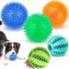 Kapetgo 5 Pack Dog Balls Toys Treat Dispenser Dog Toy Ball and Squeaky Dog Balls Toys for Puppy Medium Large Dogs, Interactive Dog Toys for Boredom Indestructible Dog Puzzle Toy