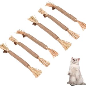 LAWALEISHE 6 pcs Natural Silvervine Sticks Kitten Teething Toys, Cat Dental Care Sticks, Cleaning Teeth Chew Catnip, Cat Teeth Nip Cleaning Catnip Toys for Indoor Kitten Teething and Stress Release