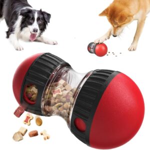 LUFEIS Interactive Dog Toy, Rolling Dog Treat Dispenser Slow Feeder, Adjustable Treat Dispensing Dog Toy for Small Medium Dogs, Dog Enrichment Toy Puzzle Feeder for IQ Improvement & Boredom Reduction