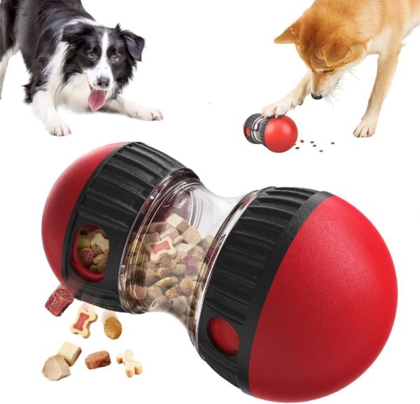 LUFEIS Interactive Dog Toy, Rolling Dog Treat Dispenser Slow Feeder, Adjustable Treat Dispensing Dog Toy for Small Medium Dogs, Dog Enrichment Toy Puzzle Feeder for IQ Improvement & Boredom Reduction