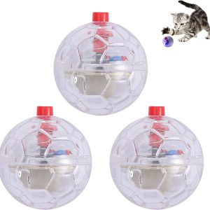 Lam-lord 3pcs LED Flashing Ball Pet Toy, Cat Ball Motion Light Up Balls Hunting Paranormal Equipment Cat Toy for Indoor Chasing Exercise Entertain (Clear)