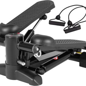 LeikeFitness Mini Stair Stepper for Exercise with Digital Monitor & Resistance Band Home Workout Equipment