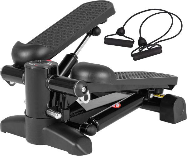 LeikeFitness Mini Stair Stepper for Exercise with Digital Monitor & Resistance Band Home Workout Equipment