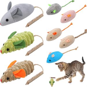 Meng Jiaran 8Pcs Cat Catnip Mouse Toys, Cat Catnip Sticks Interactive Mouse Plush Toys for Indoor Cats, Cat Scratch Chewing Teeth Grinding Exercise Toy for All Breeds and Species