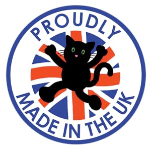 Mew & Friends Circle Proudly made in the UK Union Jack Cat Jumping