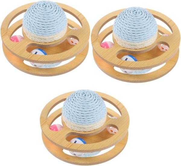 Milisten 3pcs Sisal Turntable Toy Cat Scratching Post Floor Scratching Post Cat Scratching Toy Activity Pad Toys for Kitten Scrapper Cat Exercise Equipment Dropshipping Wooden Pet Supplies