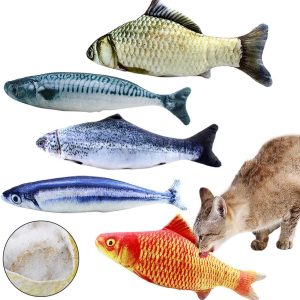 NATUCE 5PCS Catnip Fish Toys for Cat, 20 cm Cat Toys, Cat Fish Pillow, Cat Catnip Toys, Cat Chew Toys, Pet Toy, Cat Pillow, Fish Toy, Teeth Cleaning, Interactive Plush Cat Toys, for Cat, Puppy, dog